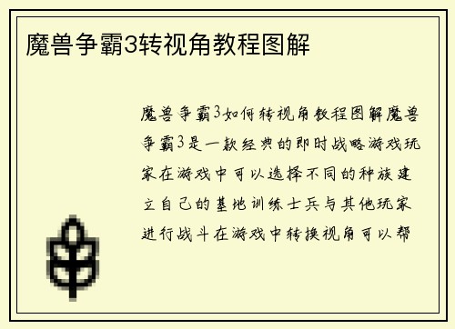 魔兽争霸3转视角教程图解